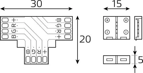 Соединитель лент T-образный жесткий Gauss Basic BT430 - Amppa.ru