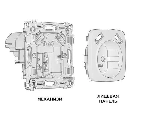 Комплект механизма электрической розетки OMEGA Графит мягкое касание 2USB A+A 18W (быстрая зарядка) с/з QUANT (OP9090, VM155) (Ambrella Volt, MO909010) - Amppa.ru