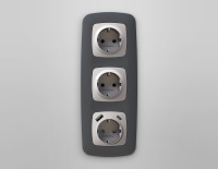 Лицевая панель OMEGA (Серебро глянец) для электрической розетки с/з со шторками 2USB A+C QUANT (Ambrella Volt, OP4100)